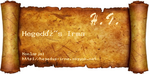 Hegedűs Irma névjegykártya