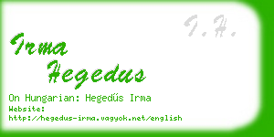 irma hegedus business card
